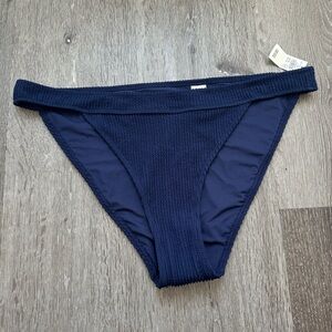 Aerie Navy Ribbed Bikini Bottoms XL NWT Real Good High Cut Swim